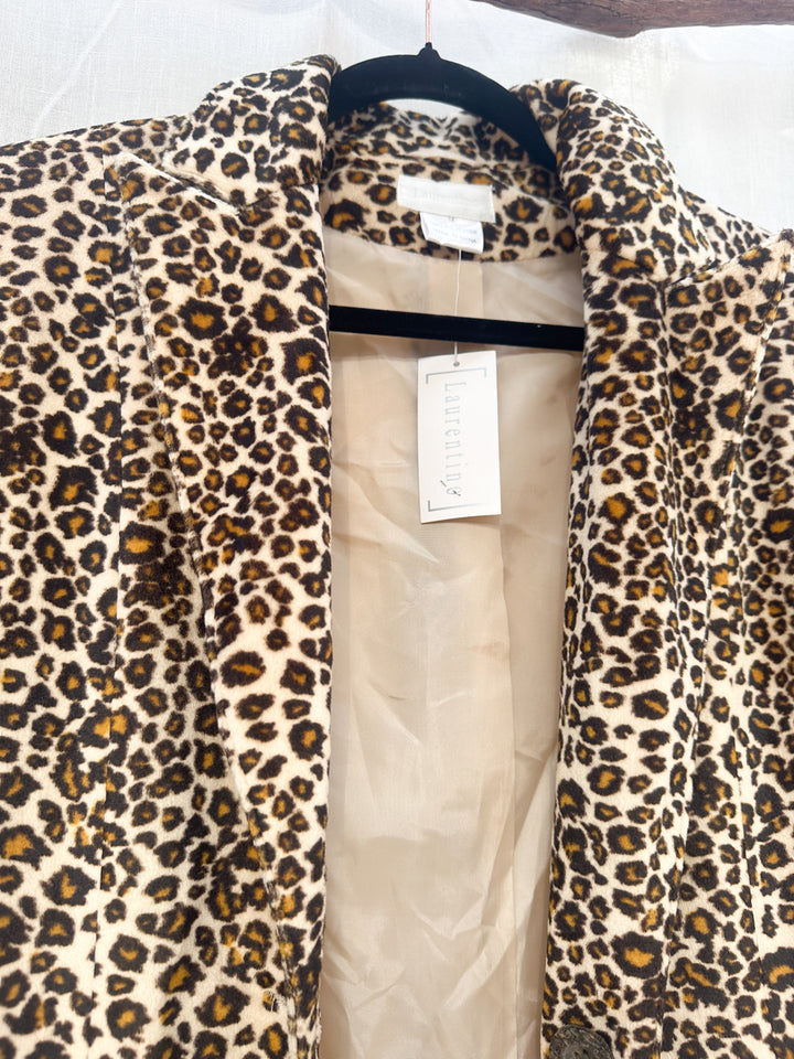 *Y2K DEADSTOCK VELVET LEOPARD JACKET / L-XL