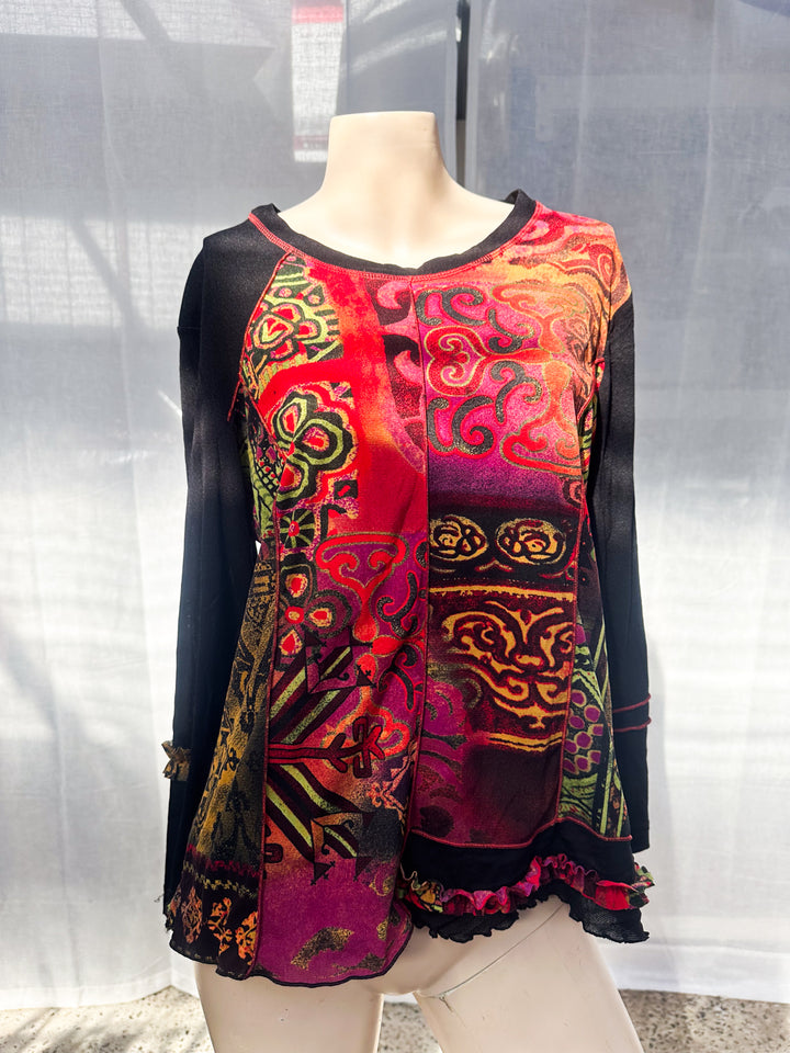 *Y2K TRIBAL LONG SLEEVE MESH TOP / L