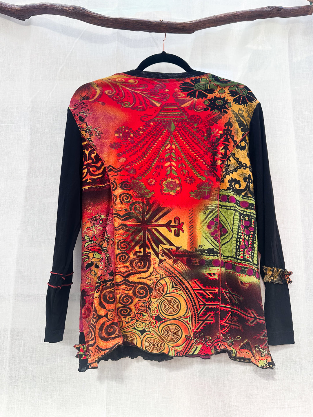 *Y2K TRIBAL LONG SLEEVE MESH TOP / L