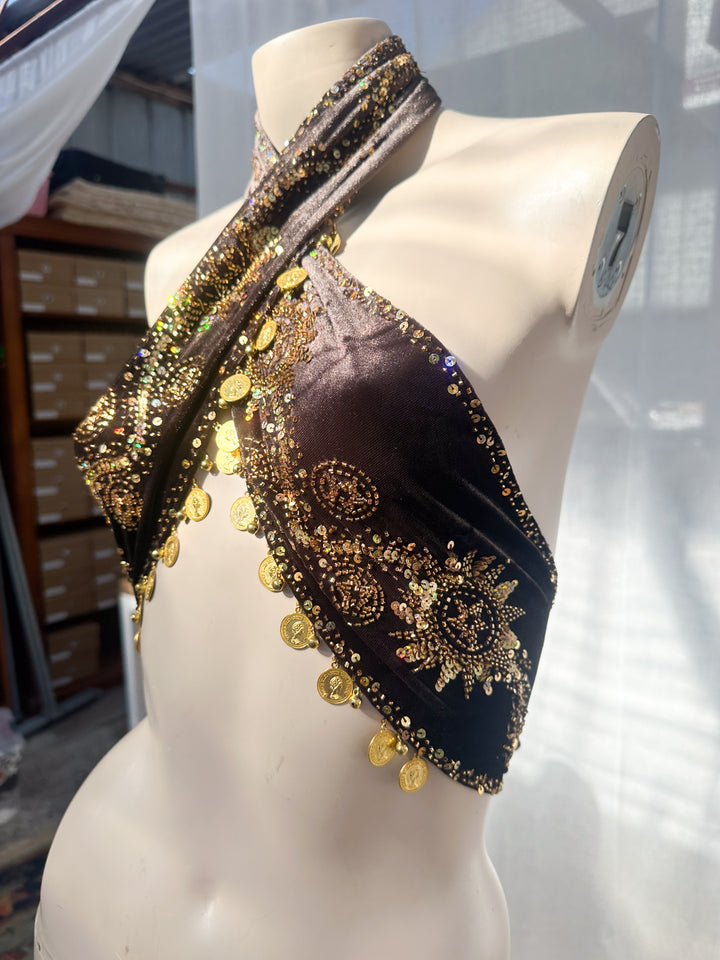 *CASSIDY VELVET JINGLE BANDEAU / XS-S