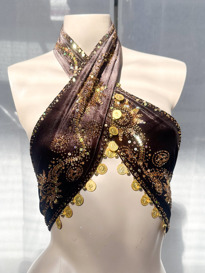 *CASSIDY VELVET JINGLE BANDEAU / XS-S