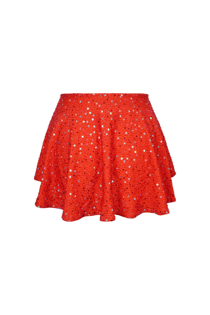 MADE TO ORDER / AMETHYST SEQUIN SPARKLE BOOP SKIRT - RED - Her Pony