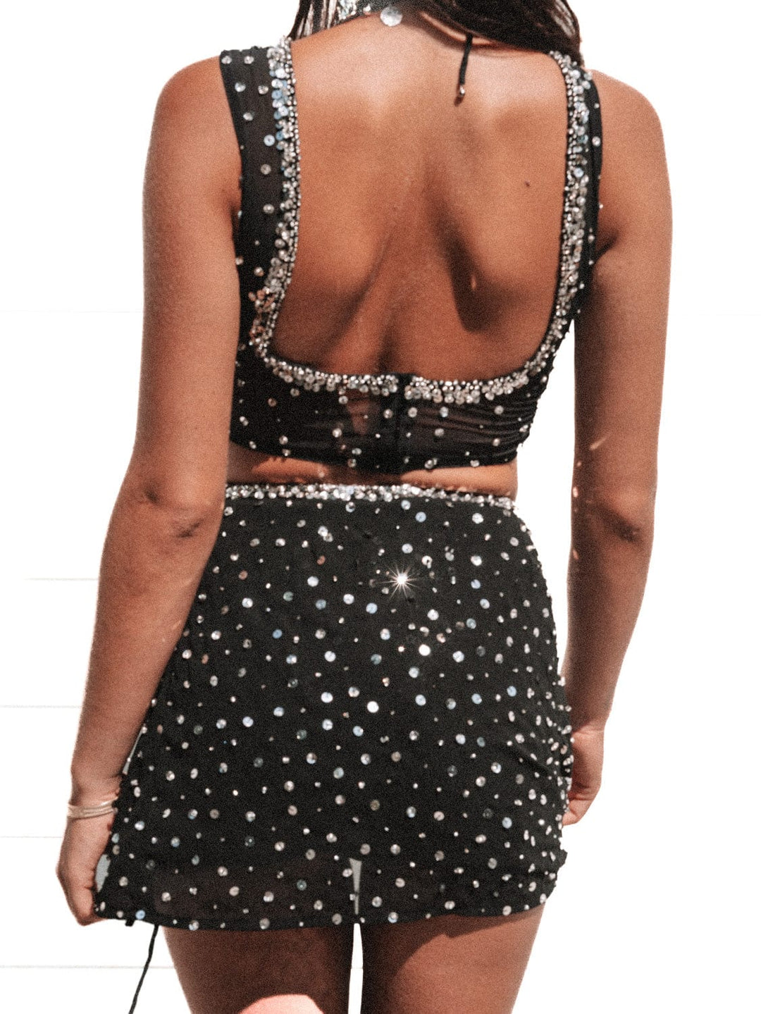 MADE TO ORDER / MERCURY SILVER SPARKLE WRAP SKIRT - BLACK/SILVER - Her Pony