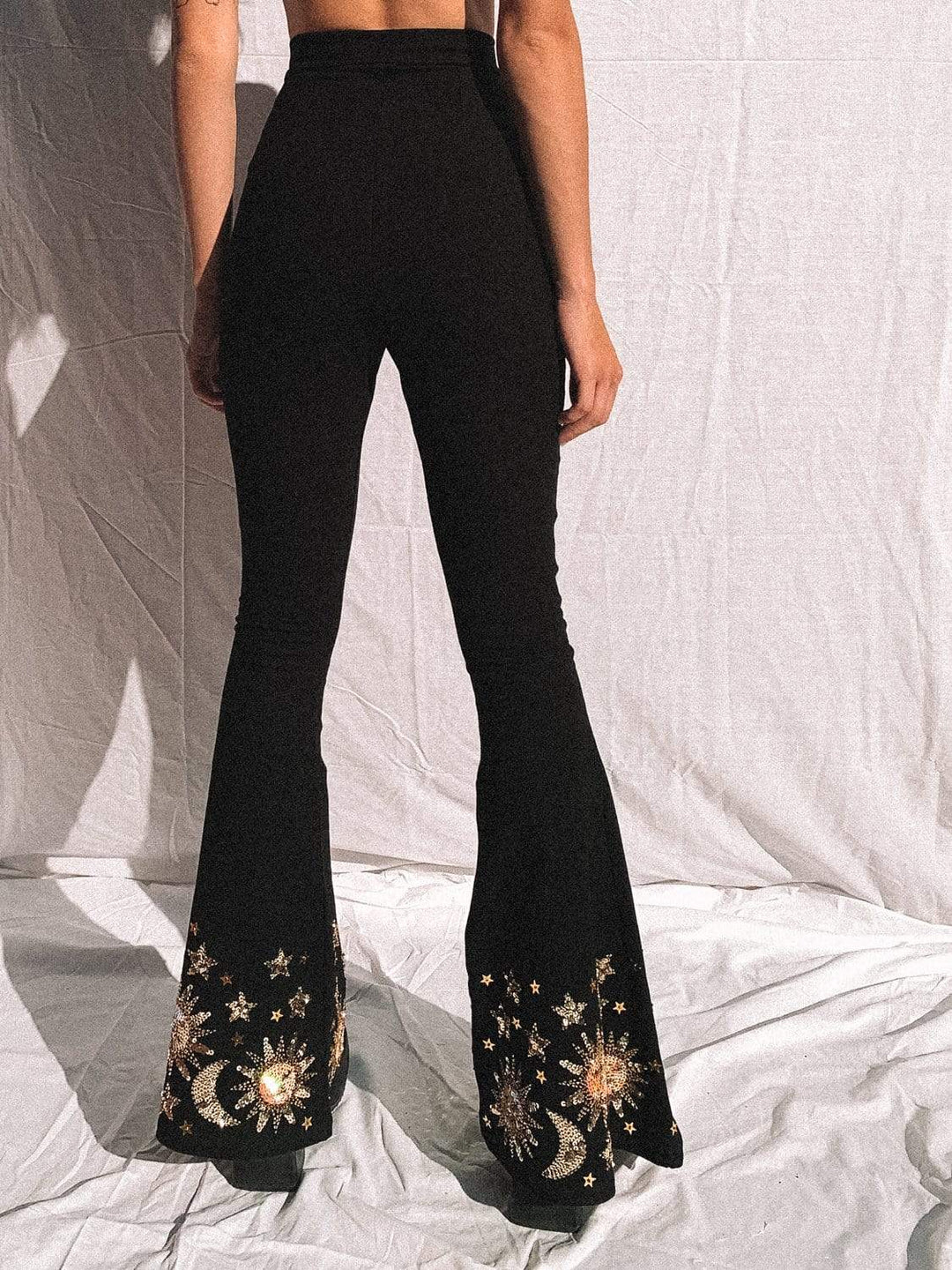 MADE TO ORDER / STELLA SEQUIN SPARKLE HIGH WAIST FLARES - Made to Order
