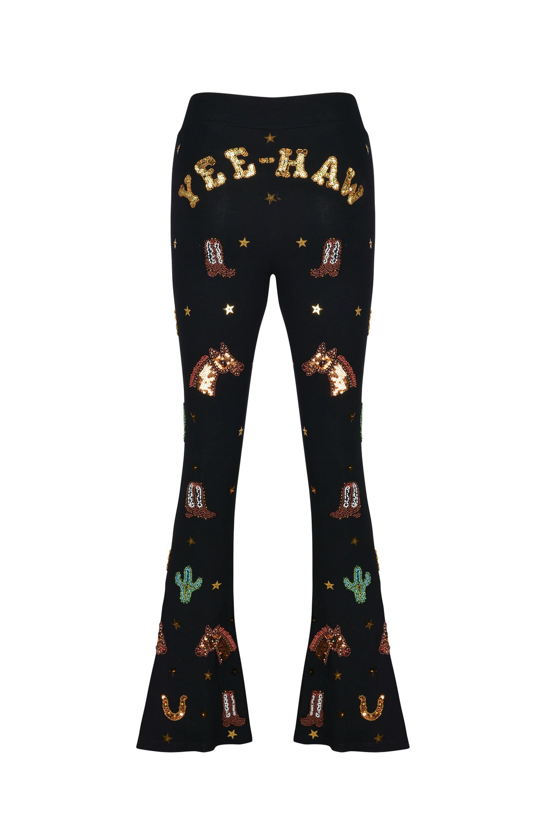 MADE TO ORDER / YEE-HAW WESTERN SPARKLE HIGH WAIST FLARES - Her Pony