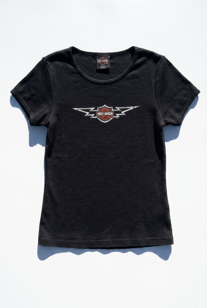 *BLACK HARLEY DAVIDSON FITTED TEE / S-M