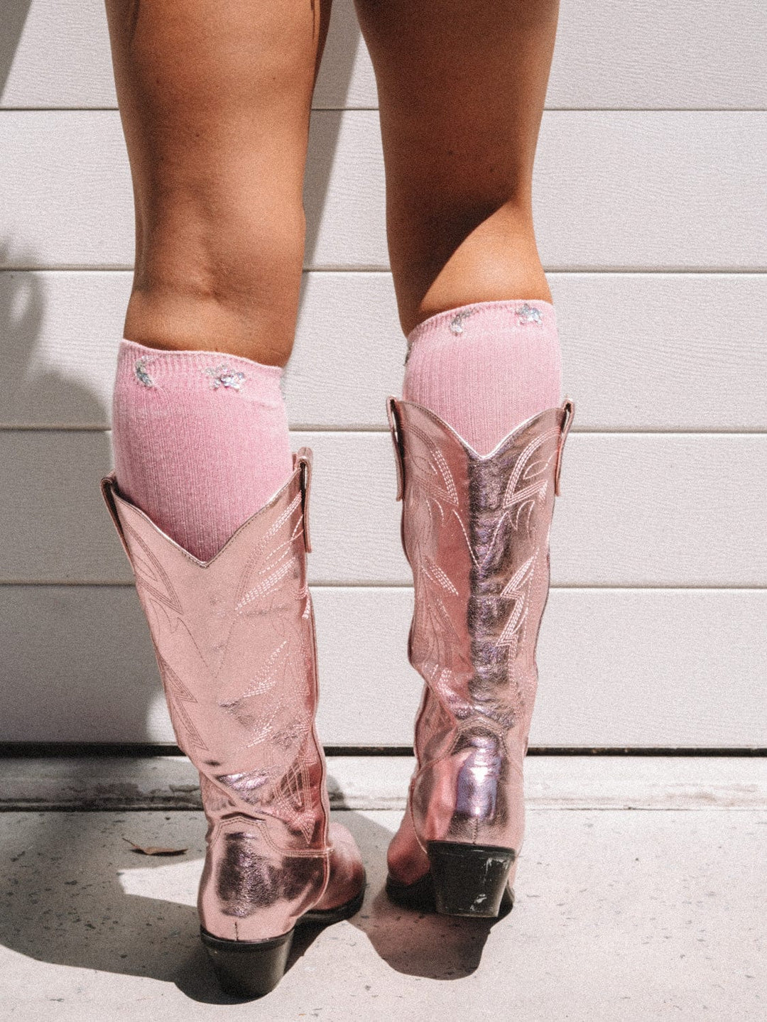 NEVADA SOCK - PINK/SILVER - Her Pony