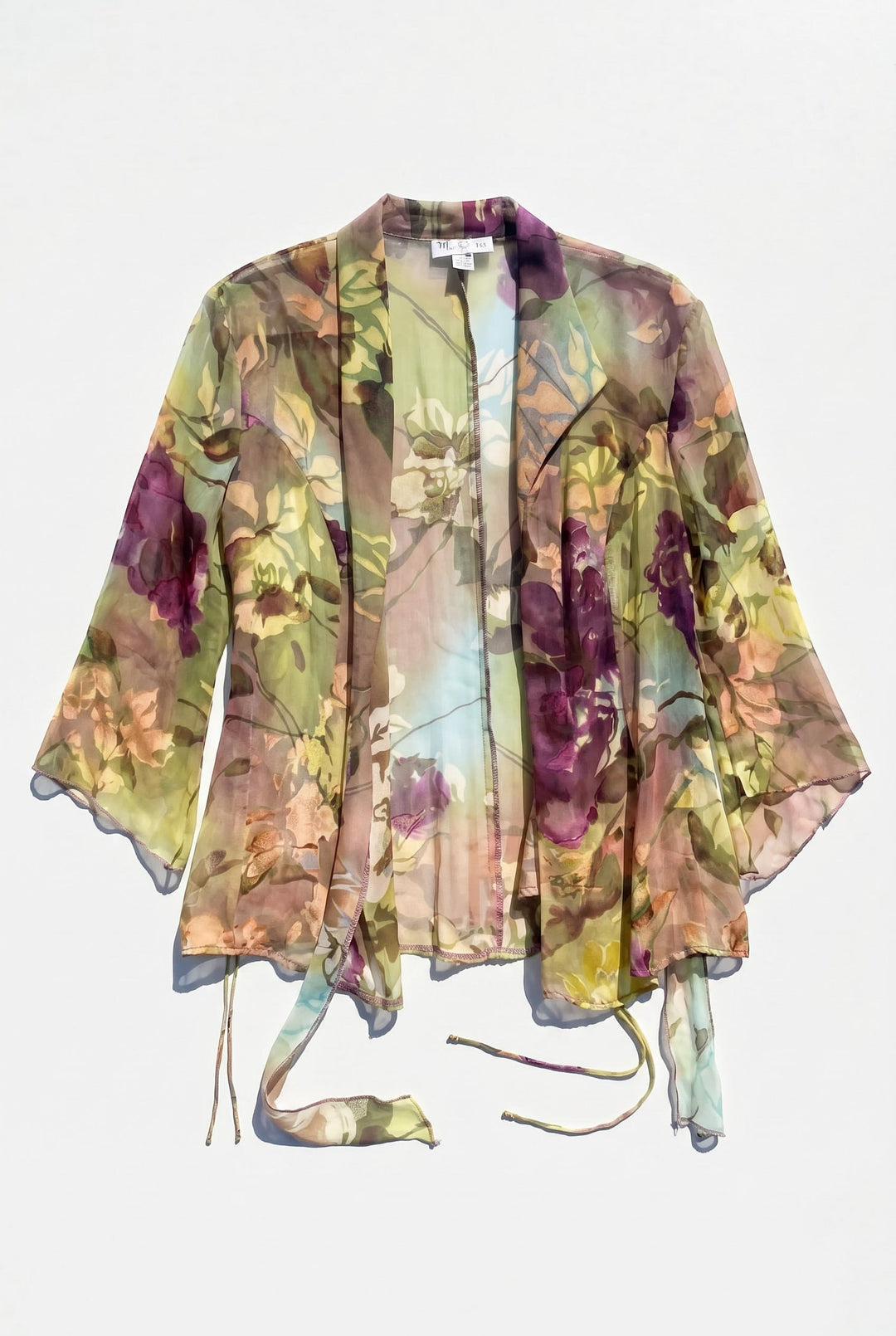 *OLIVE SILK WRAP TOP / L - VINTAGE