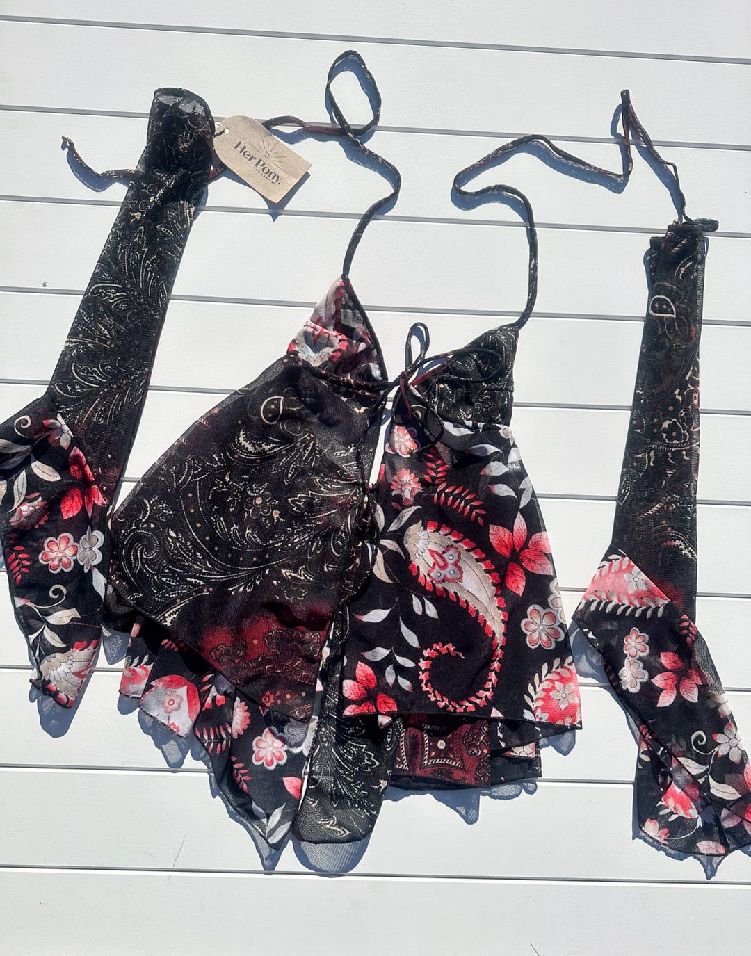 *PATCHWORK RED AND DARK FLOWER GYPSY DRESS / - SAMPLE SALE