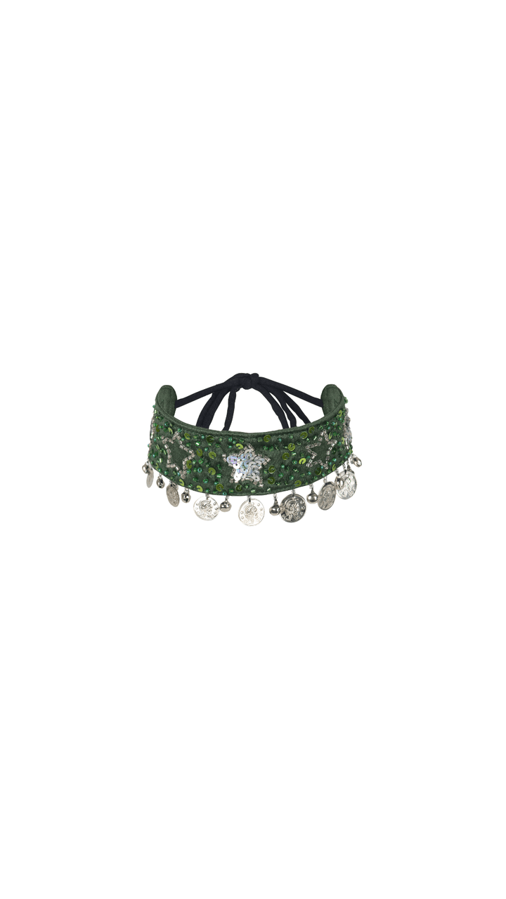 PHOENIX JINGLE CHOKER - DARK GREEN/SILVER - Her Pony