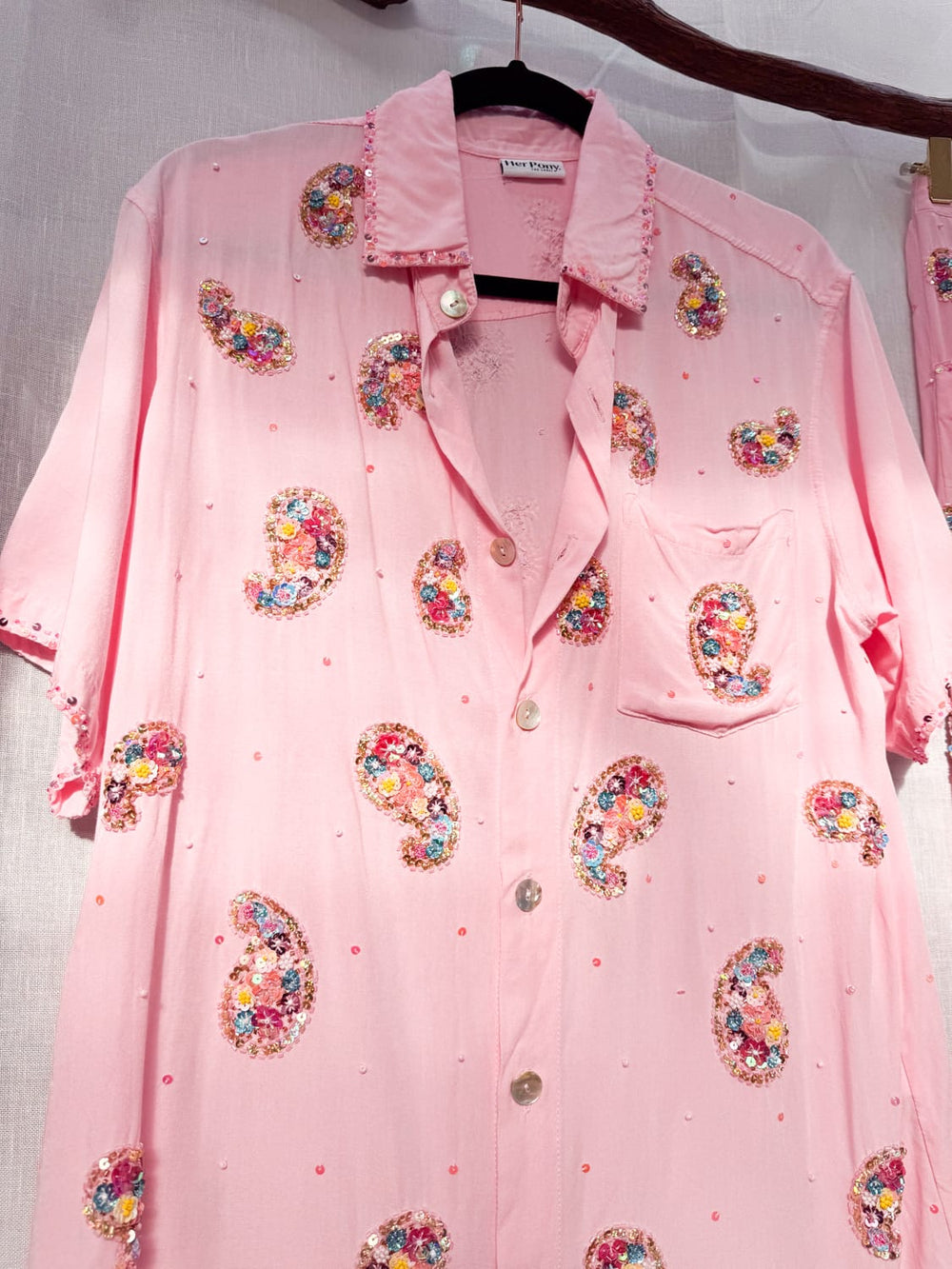 *PINK PAISLEY PANT AND SKIRT SET / XS-L - VINTAGE