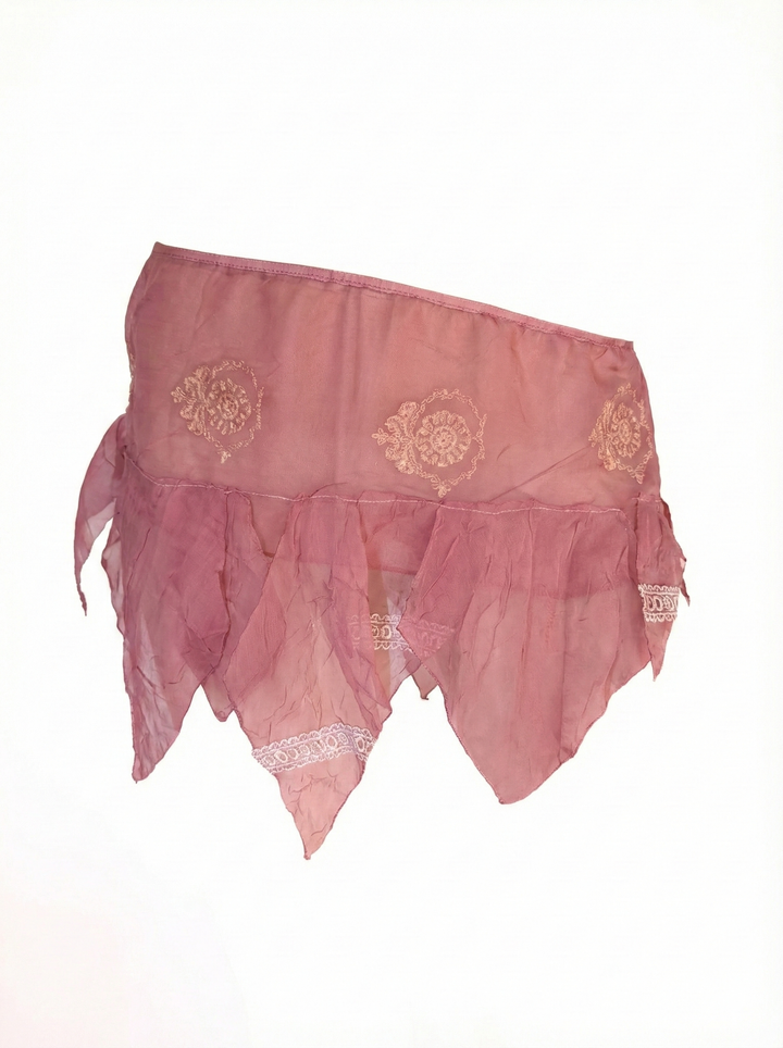 *VTG PINK CHIFFON PIXIE SKIRT / XS