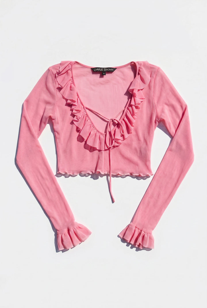 *CHARLIE PINK MESH MINI CROP / M