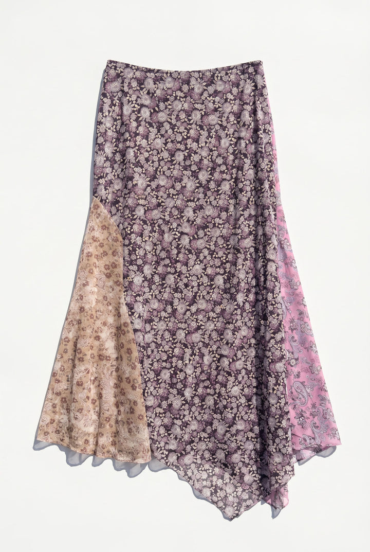 !*PIXIE PATCHWORK MESH MIDI SKIRT - VINTAGE