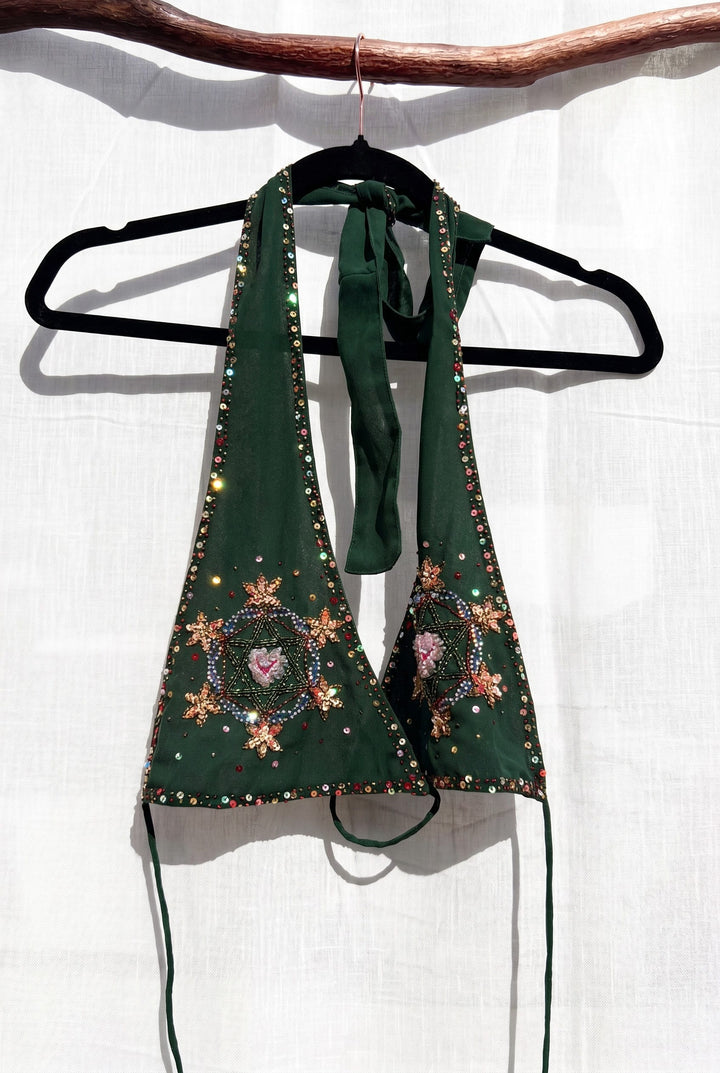 *GREEN PIXIE CHAKRA HALTER TOP / XS-S
