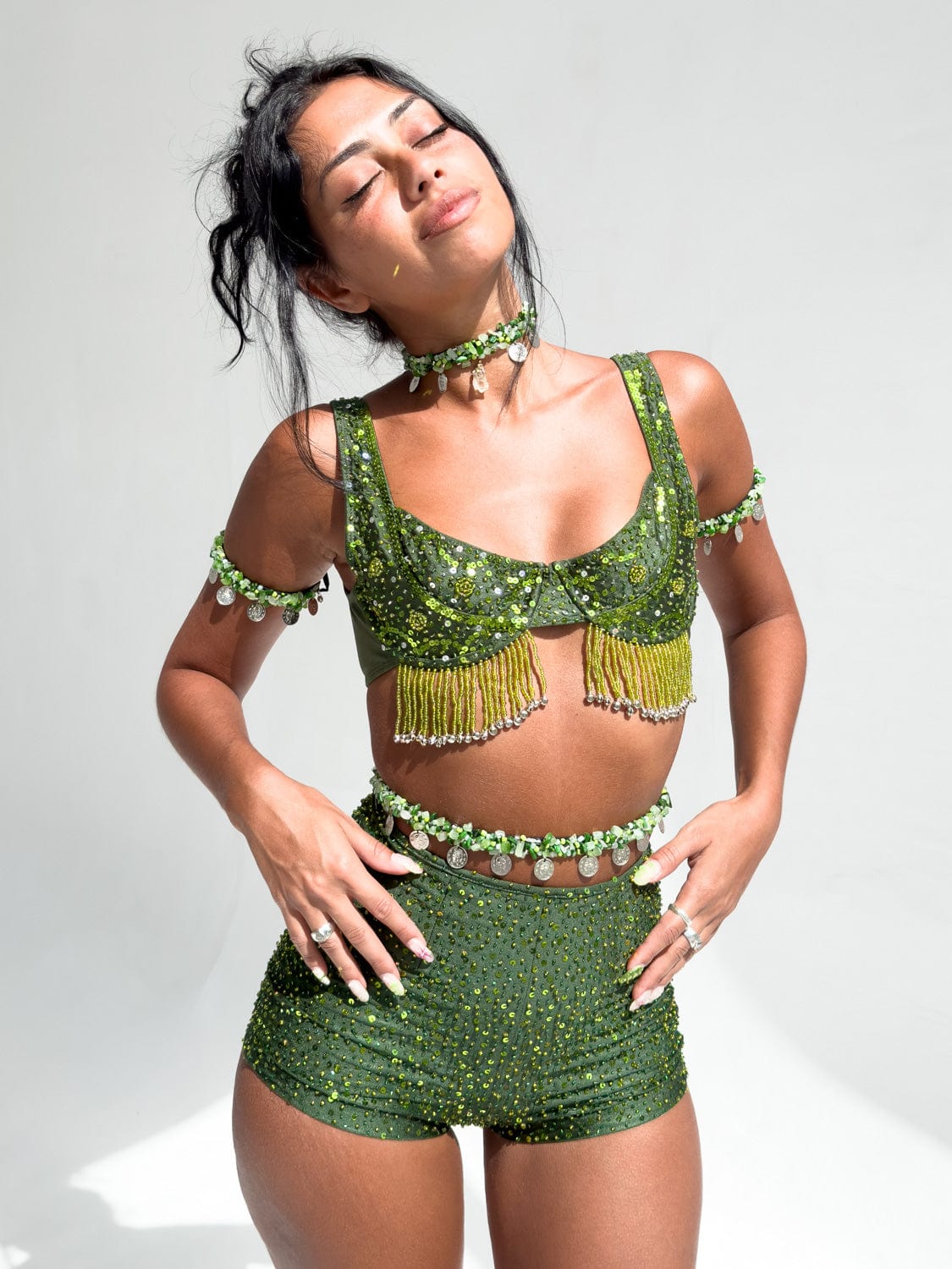 Festival Rave Bras Sequin Coin Chain Beaded Bralettes Her Pony