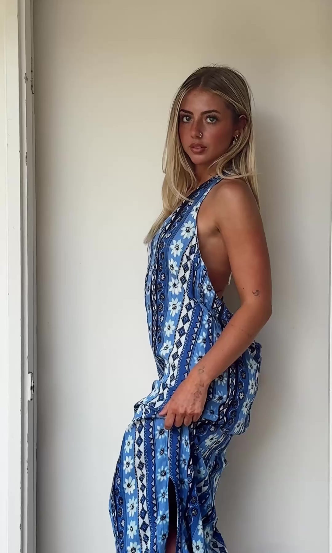 LULIE BALLET CROP - BLUE FLOWER MESH / XS