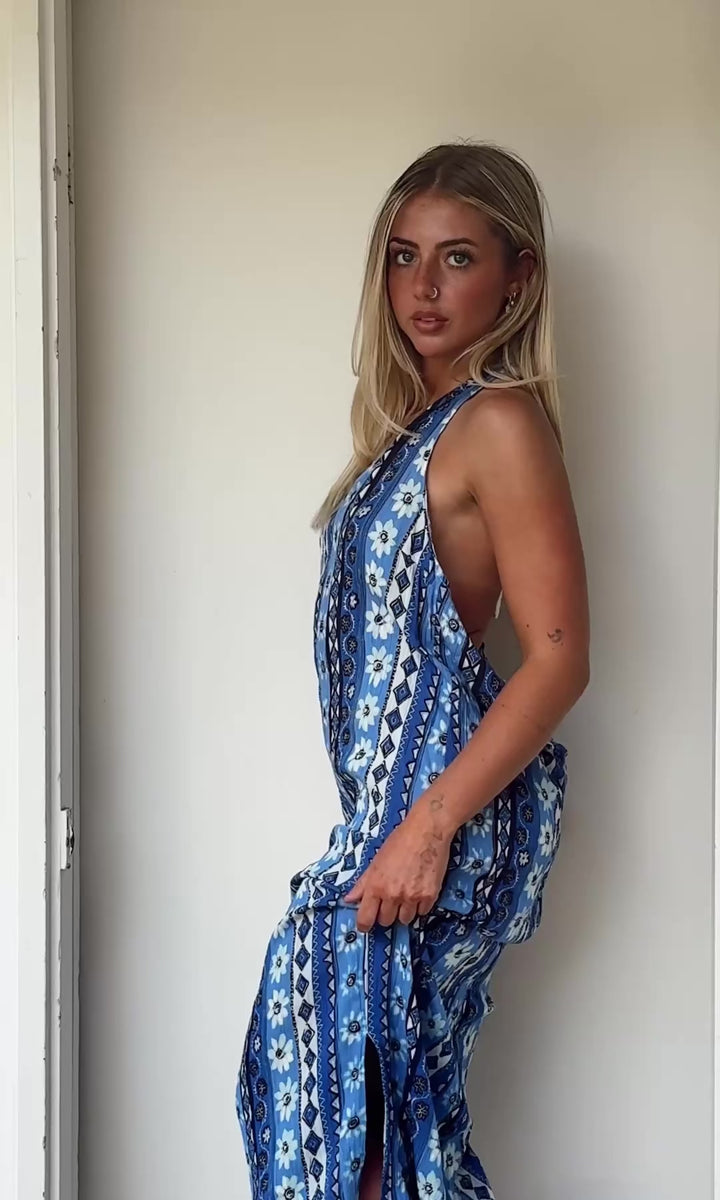 LULIE BALLET CROP - BLUE FLOWER MESH / XS