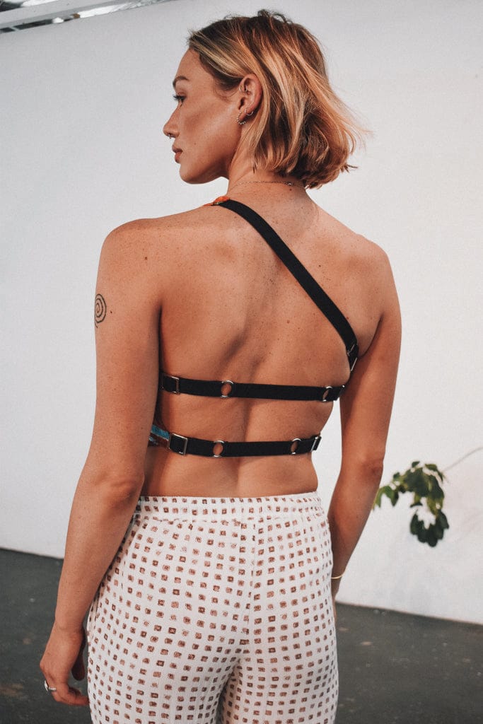 RUMI BACKLESS ONE SHOULDER TOP - VELVET FLOWER - HER PONY LIMITED EDITION