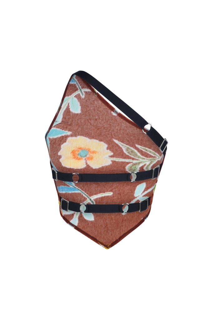 RUMI BACKLESS ONE SHOULDER TOP - VELVET FLOWER - HER PONY LIMITED EDITION