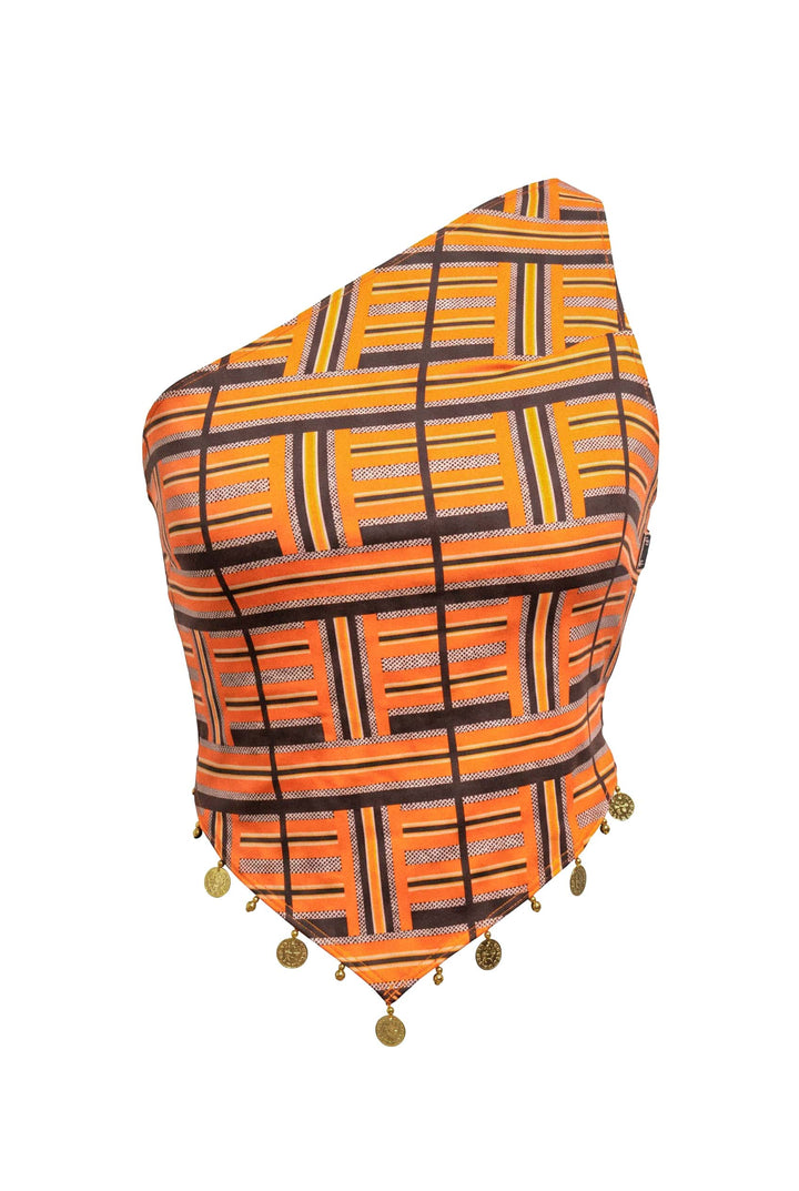 RUMI EMBELLISHED BACKLESS TOP - '70s STRIPE - HER PONY VINTAGE