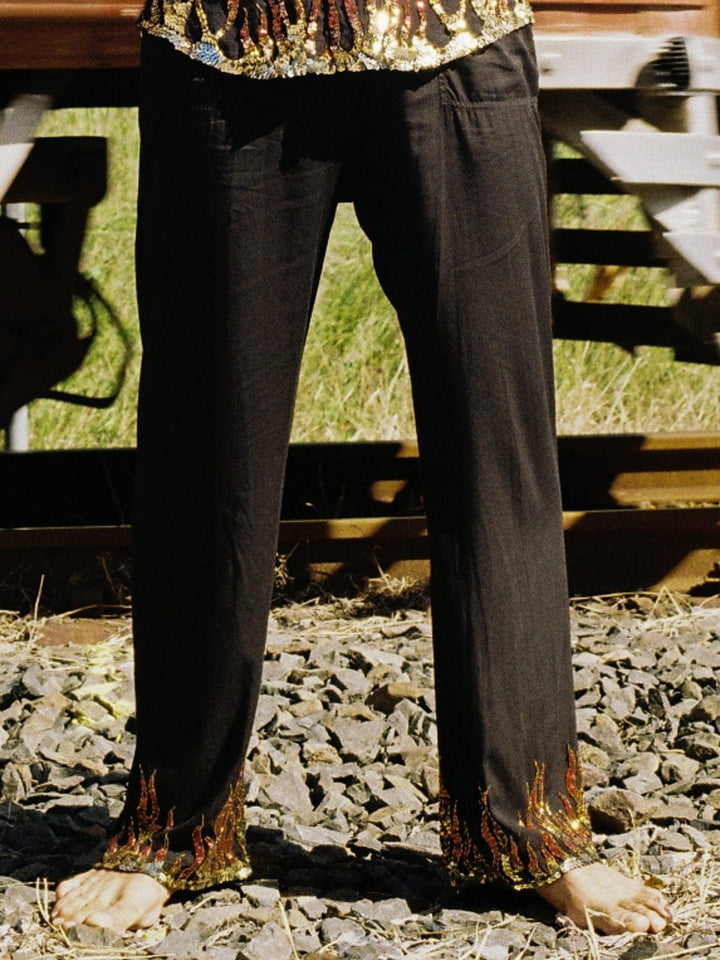 [size] MADE TO ORDER / BLAZE SEQUIN SPARKLE MENS PANTS - BLACK - Her Pony
