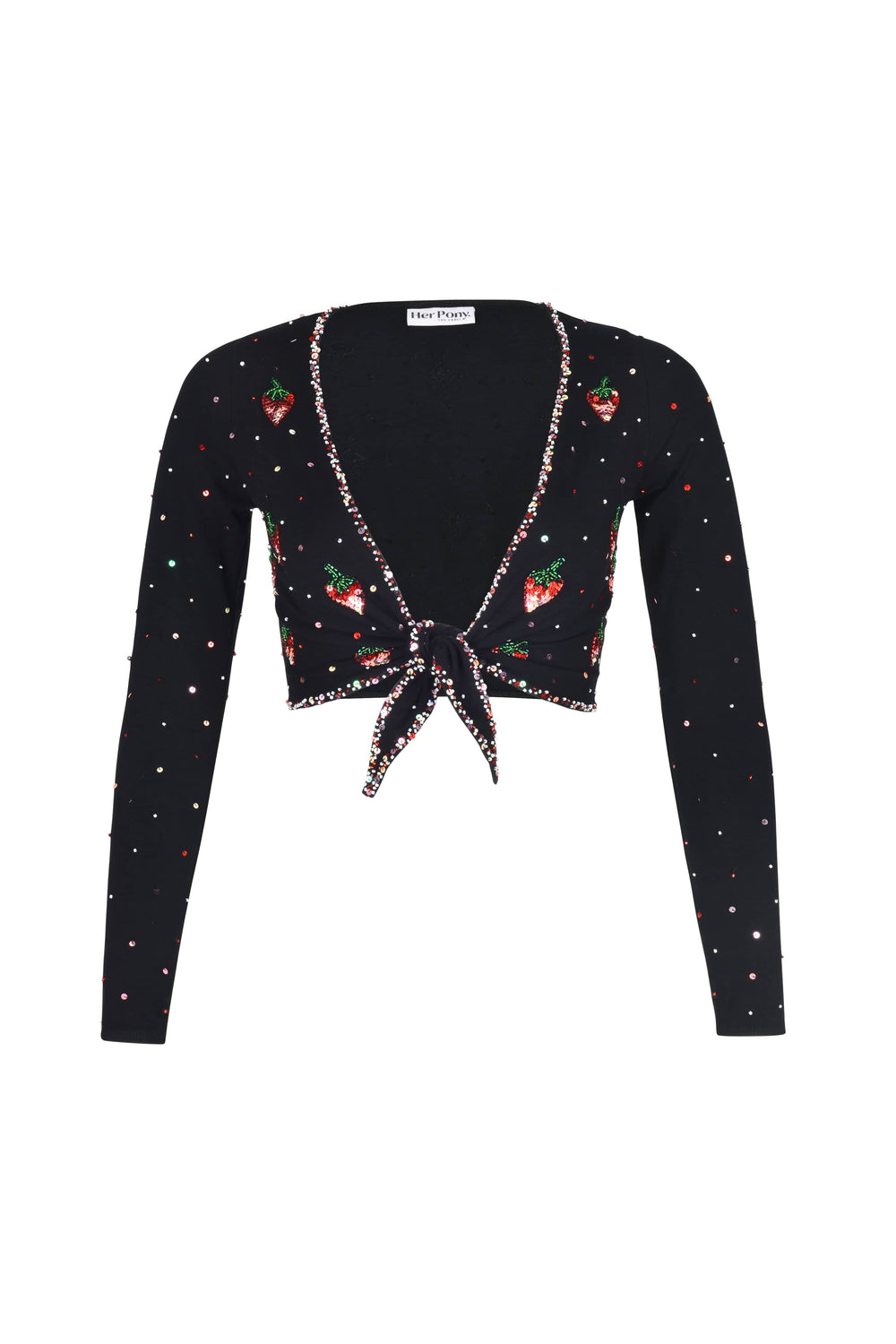 SOLÈNE STRAWBERRY LONG SLEEVE MINI CROP - Her Pony