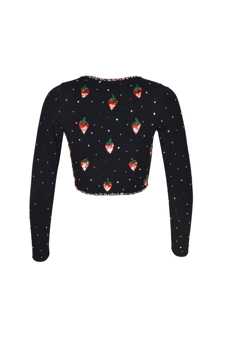 SOLÈNE STRAWBERRY LONG SLEEVE MINI CROP - Her Pony