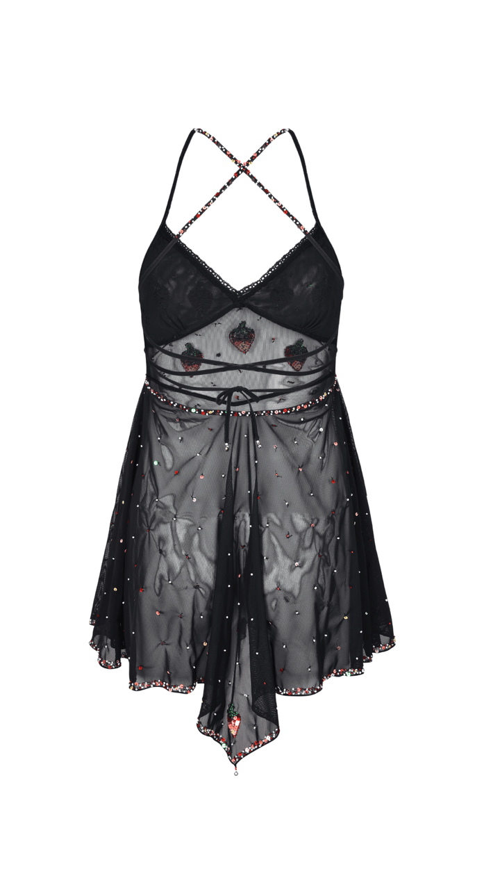 SOLÈNE STRAWBERRY PIXIE DRESS & ARMWARMERS - Her Pony