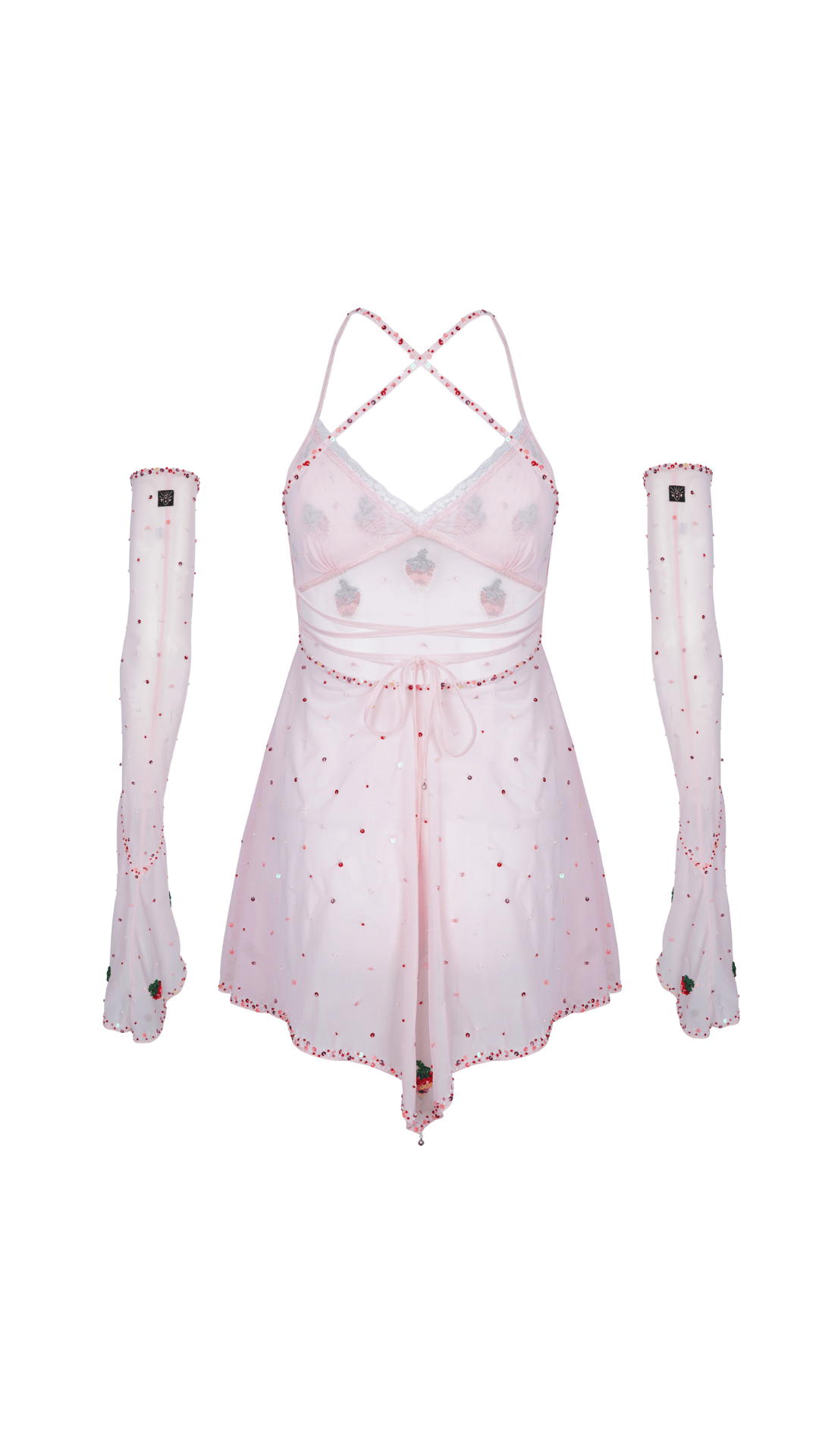 SOLÈNE STRAWBERRY PIXIE DRESS & ARMWARMERS - PINK - Her Pony