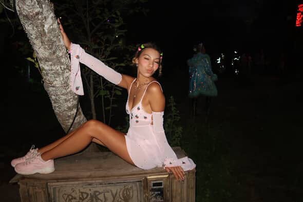 SOLÈNE STRAWBERRY PIXIE DRESS & ARMWARMERS - PINK - Her Pony