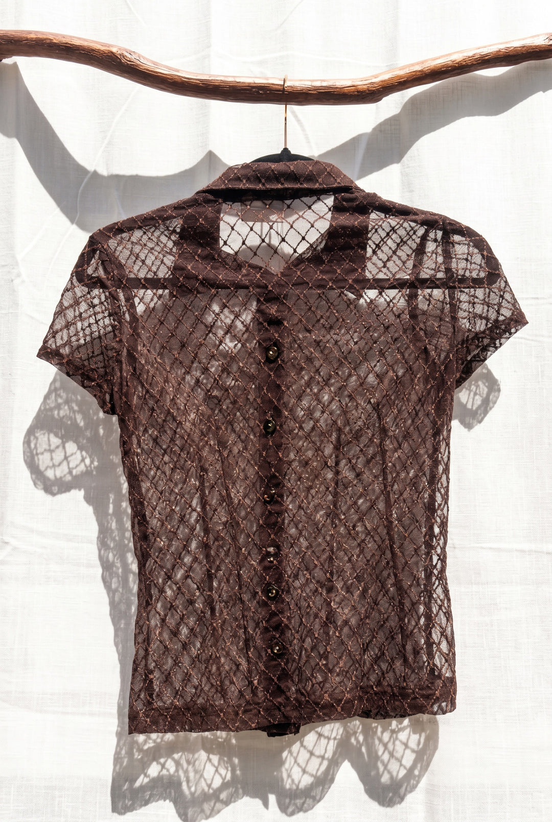 *Y2K SHEER LACE BUTTON UP SHIRT / XS-S