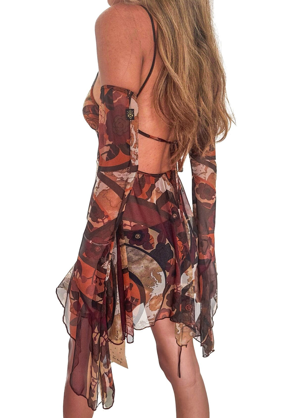 SS / PIXIE DRESS WITH SLEEVES / MAROON SWIRL  / XS - HER PONY