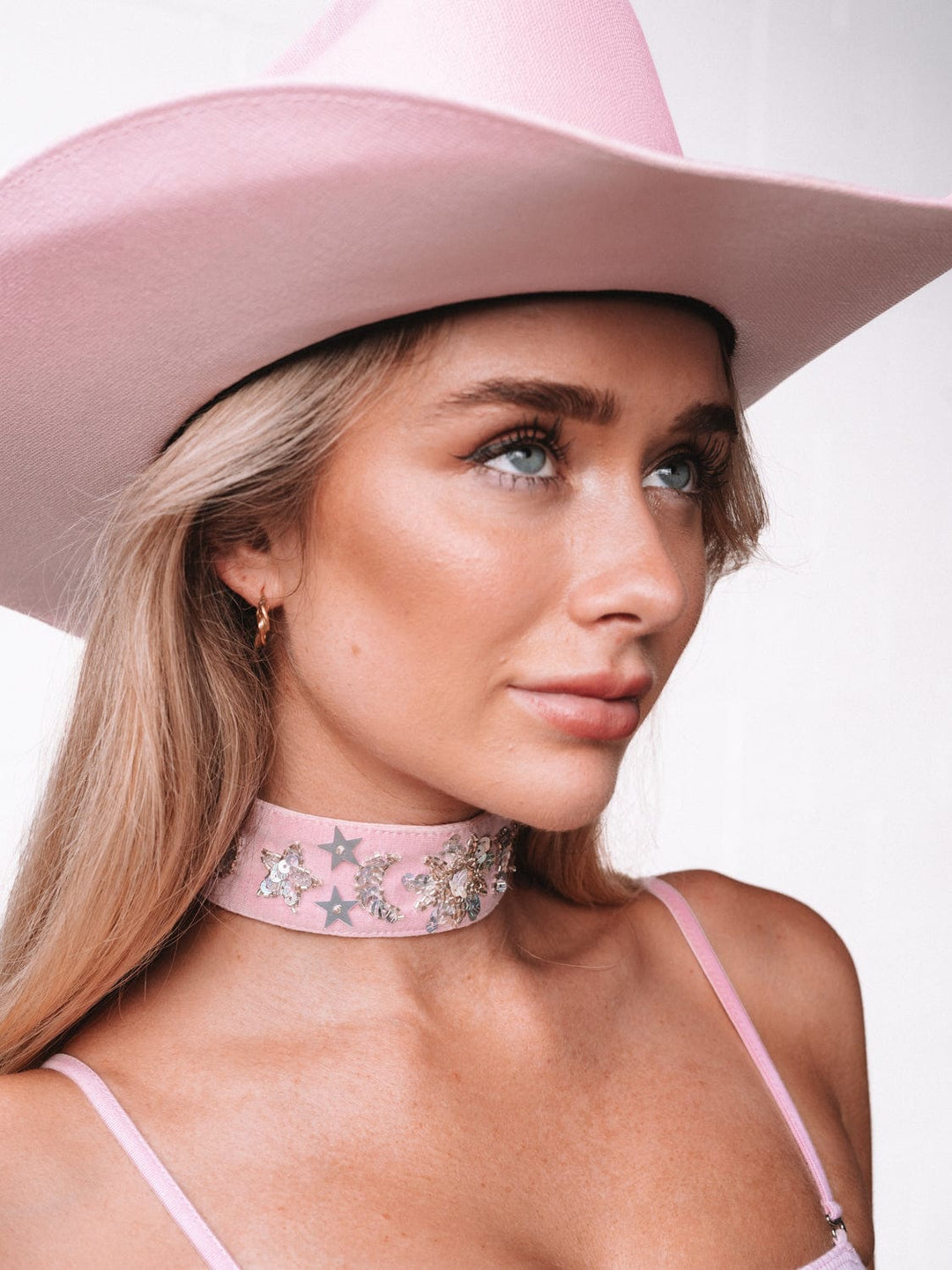STELLA SEQUIN SPARKLE CHOKER - PINK/SILVER - Her Pony