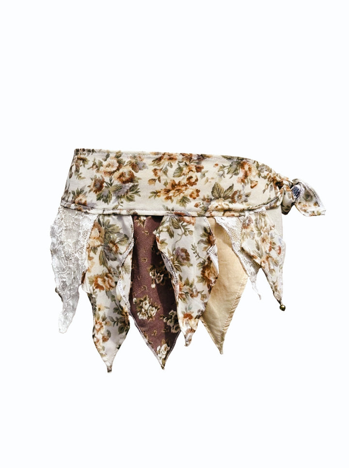 VTG LANI TAN FLORAL PIXIE SKIRT / XS-S