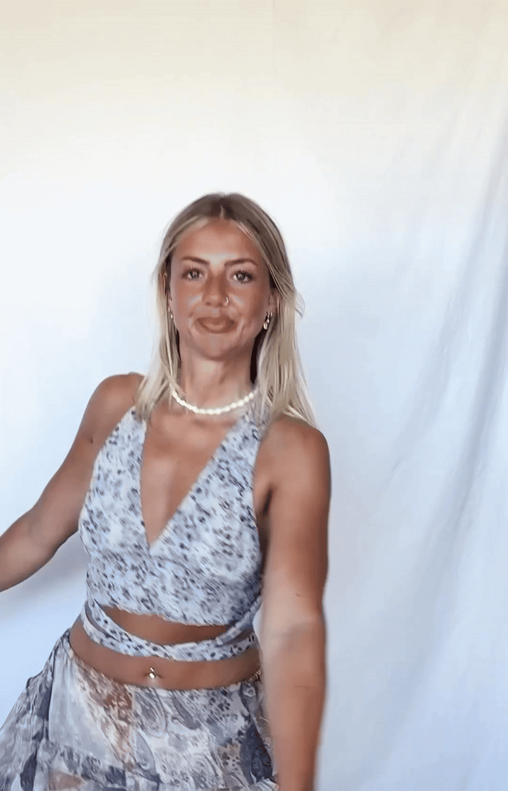 LULIE BALLET CROP - BLUE FLOWER MESH / XS