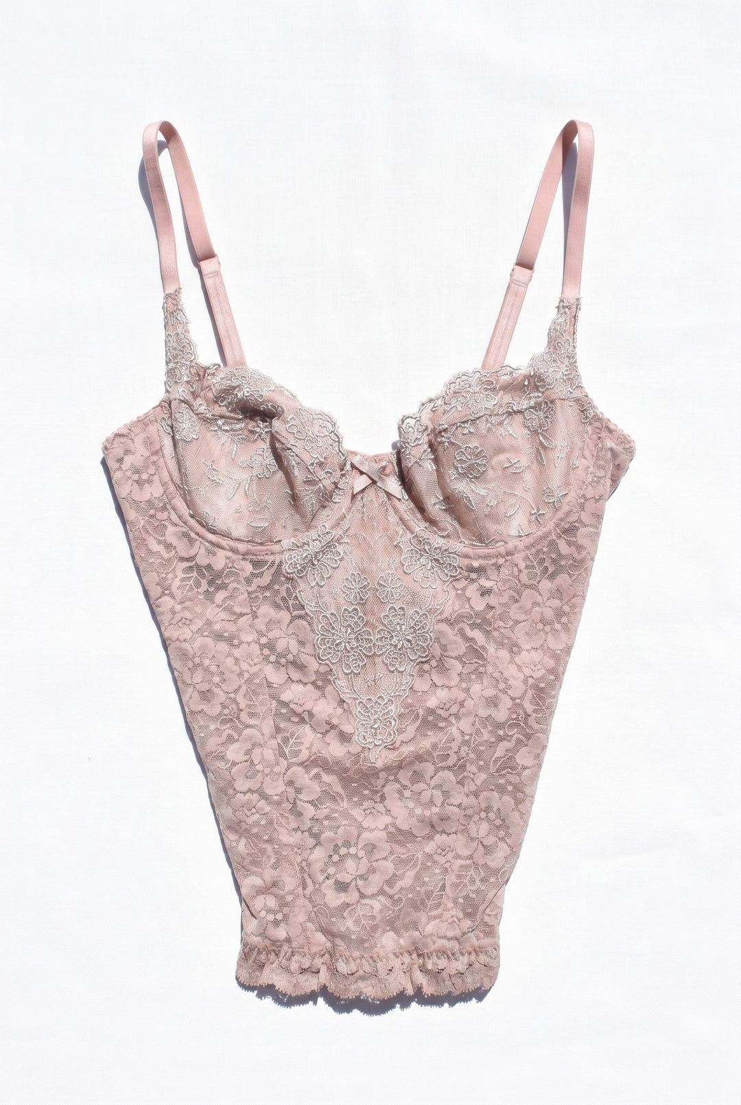 *VINTAGE PEACH LACE BUSTIER / XS - VINTAGE