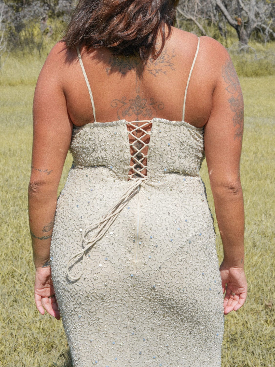 VTG ALETHEA VINTAGE BEADED AND SEQUIN MAXI GOWN / - VINTAGE