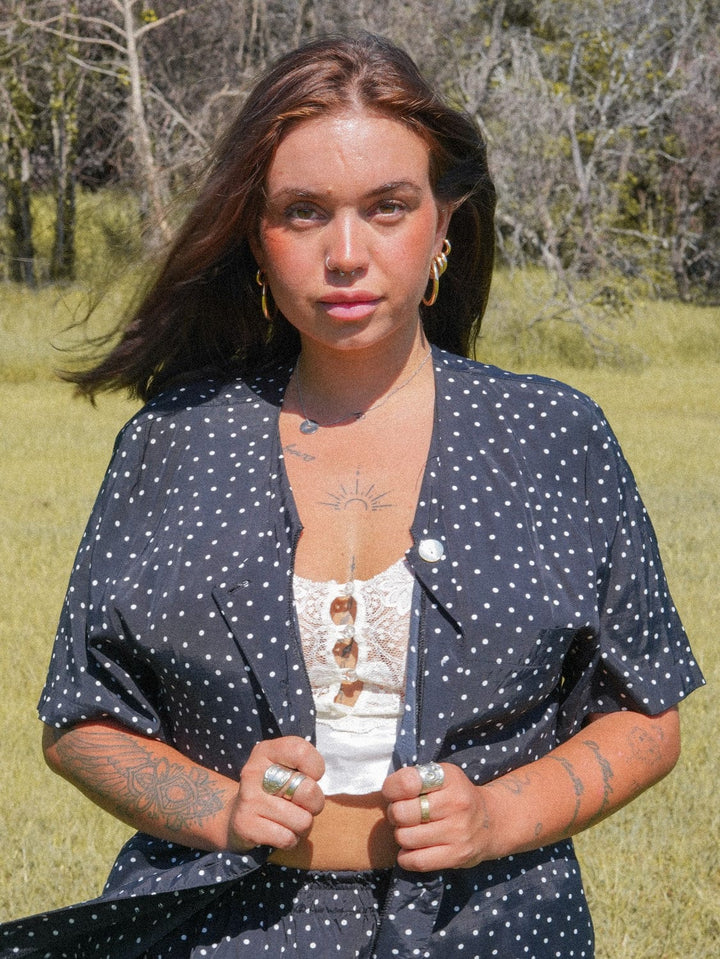 VTG ALICE VINTAGE POLKADOT PANT/SHIRT SET / XL - XXL - VINTAGE