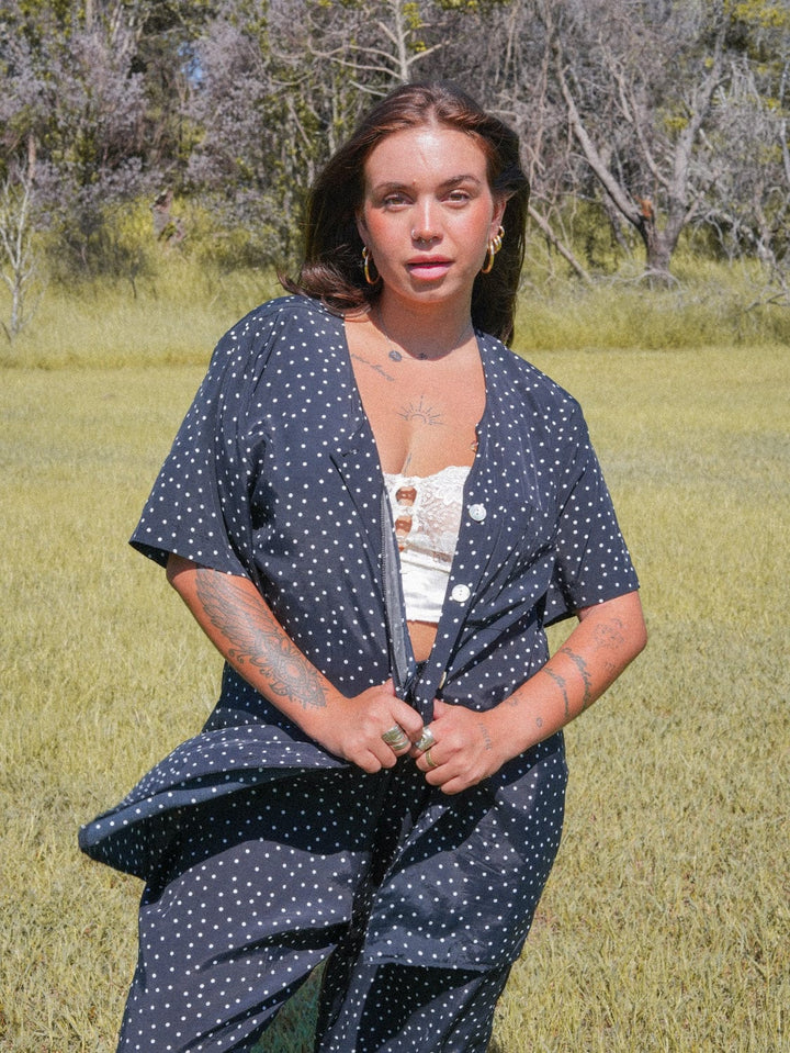 VTG ALICE VINTAGE POLKADOT PANT/SHIRT SET / XL - XXL - VINTAGE