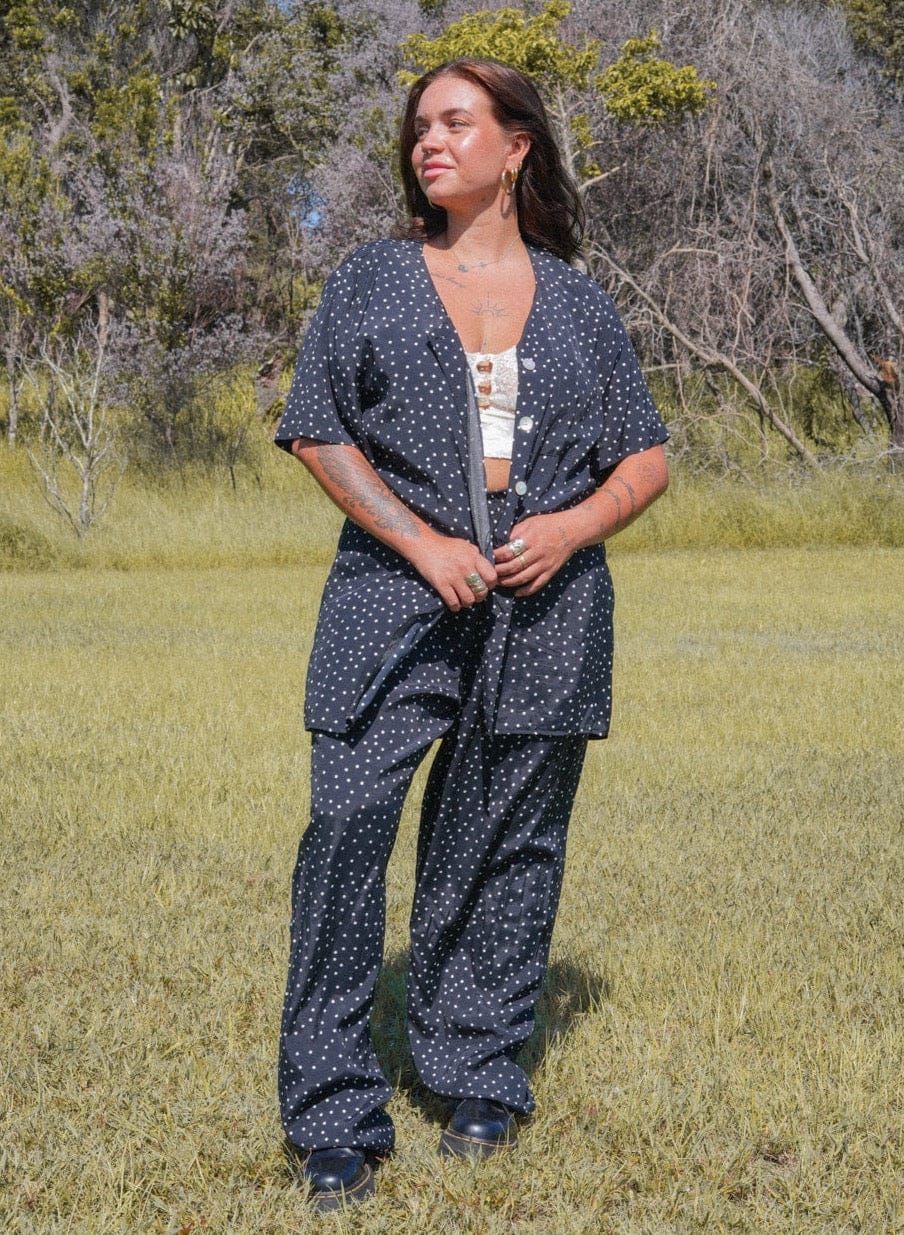 VTG ALICE VINTAGE POLKADOT PANT/SHIRT SET / XL - XXL - VINTAGE