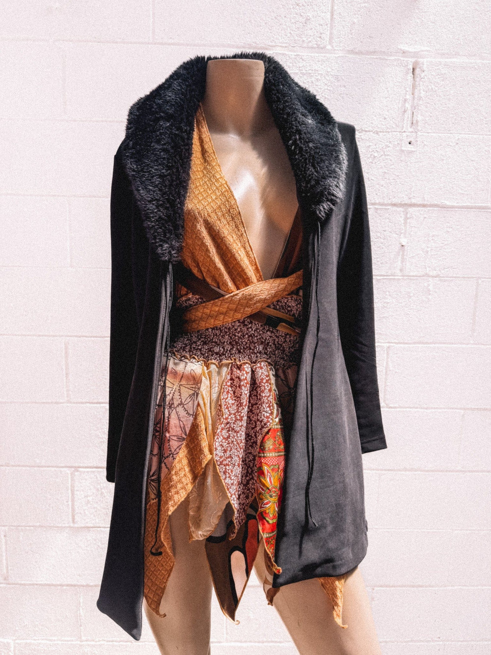 *VTG BLACK LIGHT FAUX FUR JACKET / M - HER PONY VINTAGE