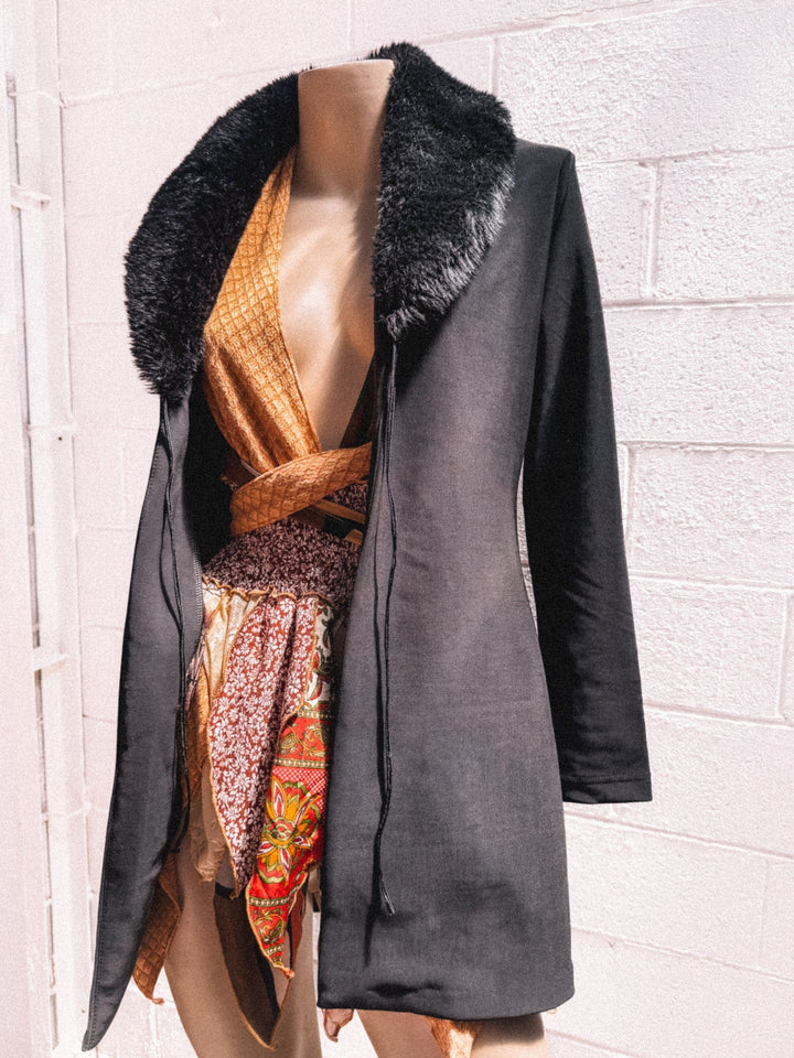 *VTG BLACK LIGHT FAUX FUR JACKET / M - HER PONY VINTAGE