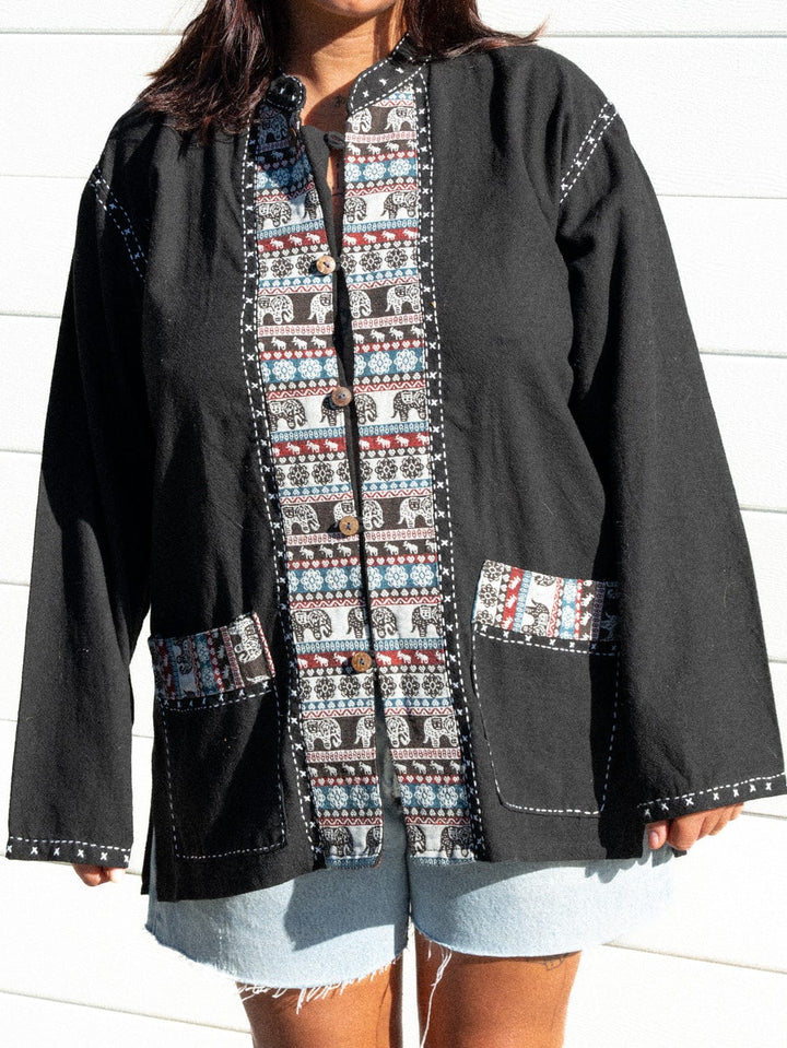 VTG EMBROIDERED LIGHT JACKET / L - XL - VINTAGE