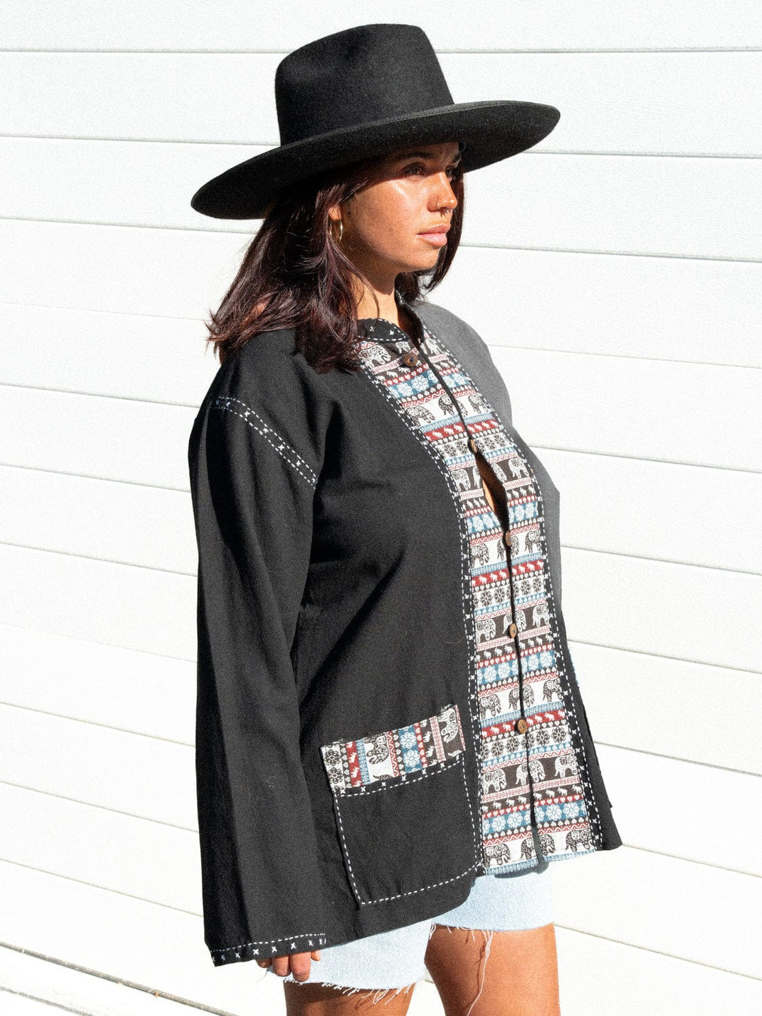 VTG EMBROIDERED LIGHT JACKET / L - XL - VINTAGE