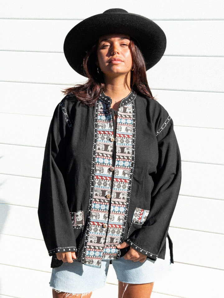 VTG EMBROIDERED LIGHT JACKET / L - XL - VINTAGE