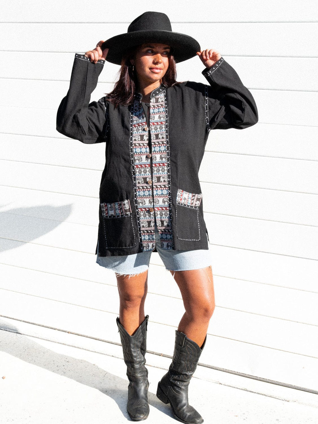 VTG EMBROIDERED LIGHT JACKET / L - XL - VINTAGE