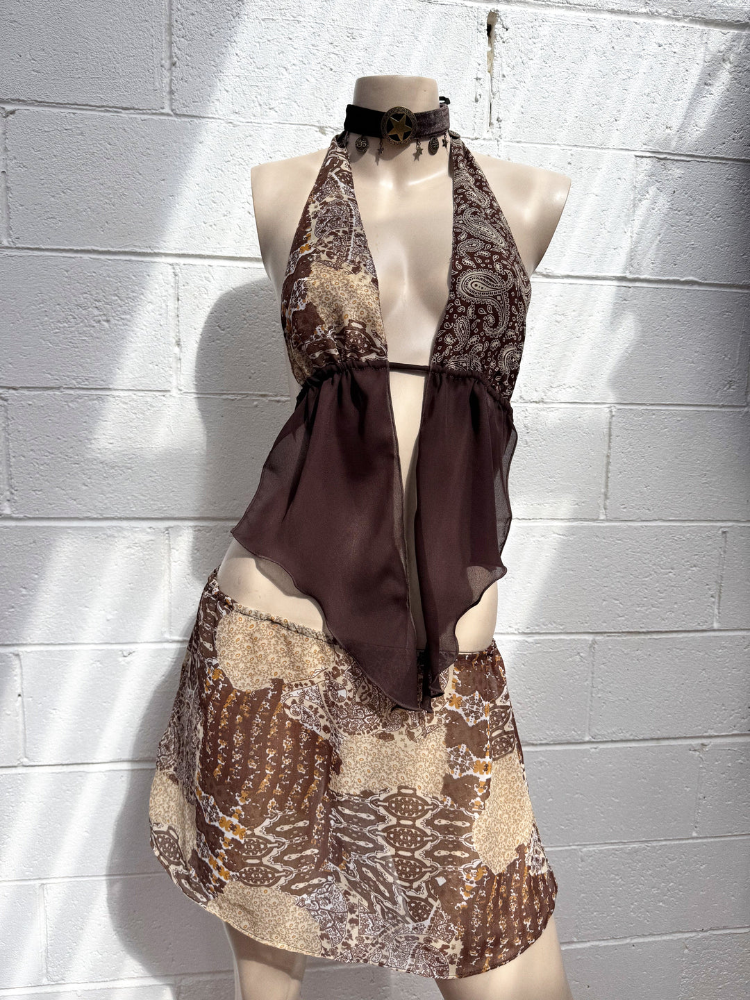 VTG LENA CHIFFON HALTER + SKIRT + CHOKER SET / XS-S - Her Pony