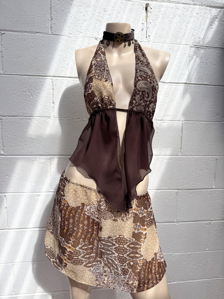 VTG LENA CHIFFON HALTER + SKIRT + CHOKER SET / XS-S - Her Pony