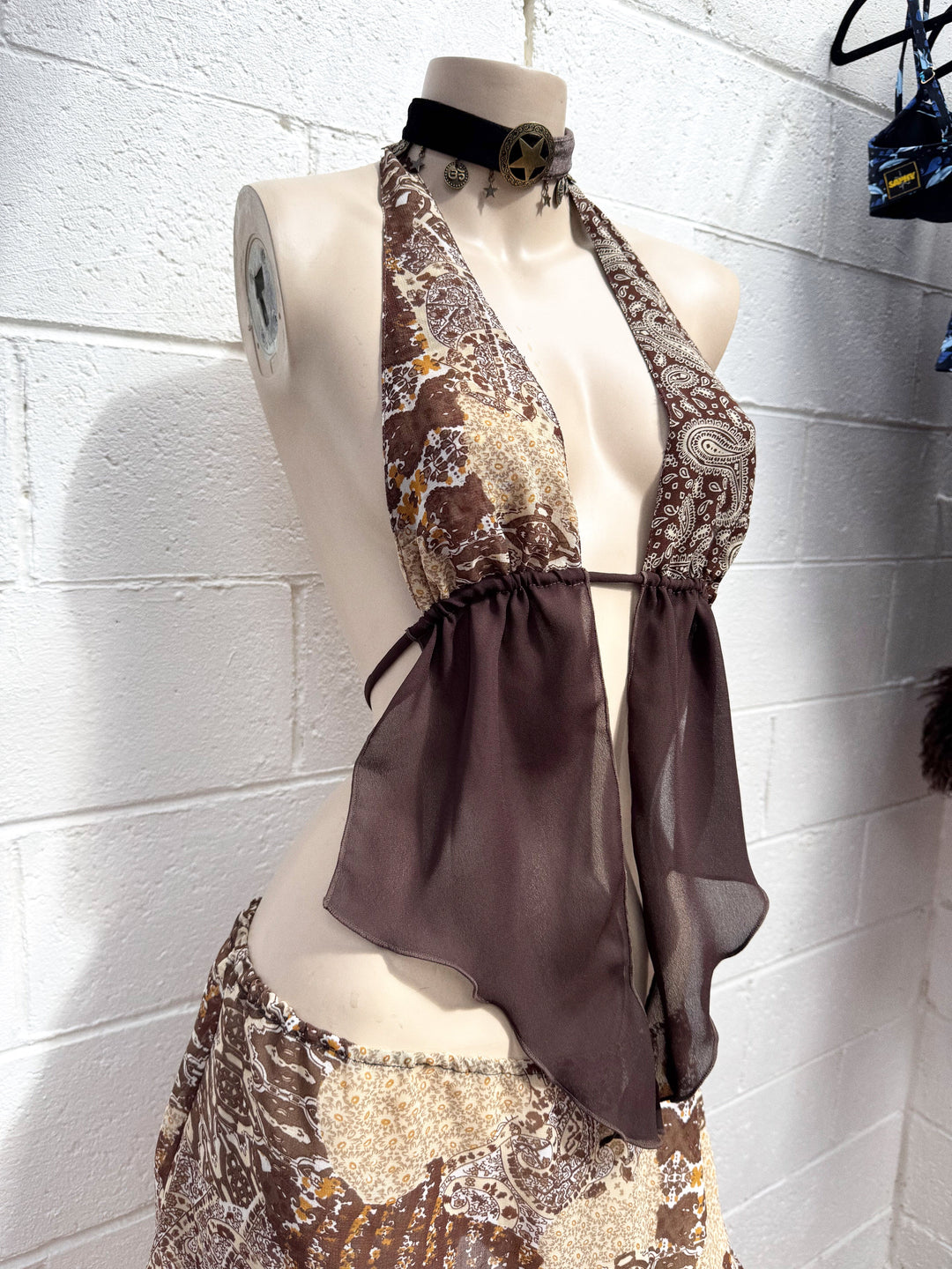 VTG LENA CHIFFON HALTER + SKIRT + CHOKER SET / XS-S - Her Pony